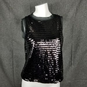 Black Sequin Sleeveless Blouse